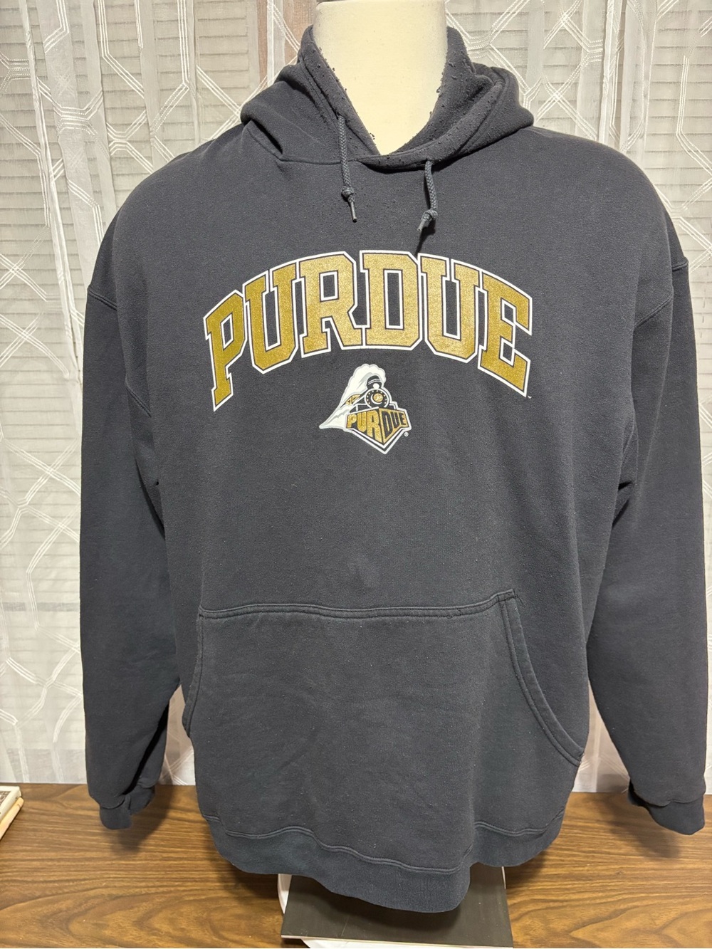 Purdue Boilermakers 2XL Black & Gold Pullover Hoodie 27 p2p 30L ties intact